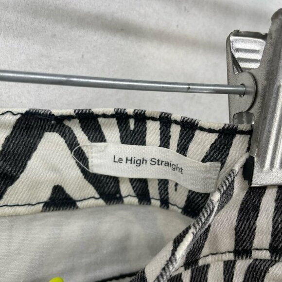 Frame Ankle Jeans Women's Sz 25 Black Le High Straight Zebra Print Denim - Picture 10 of 13